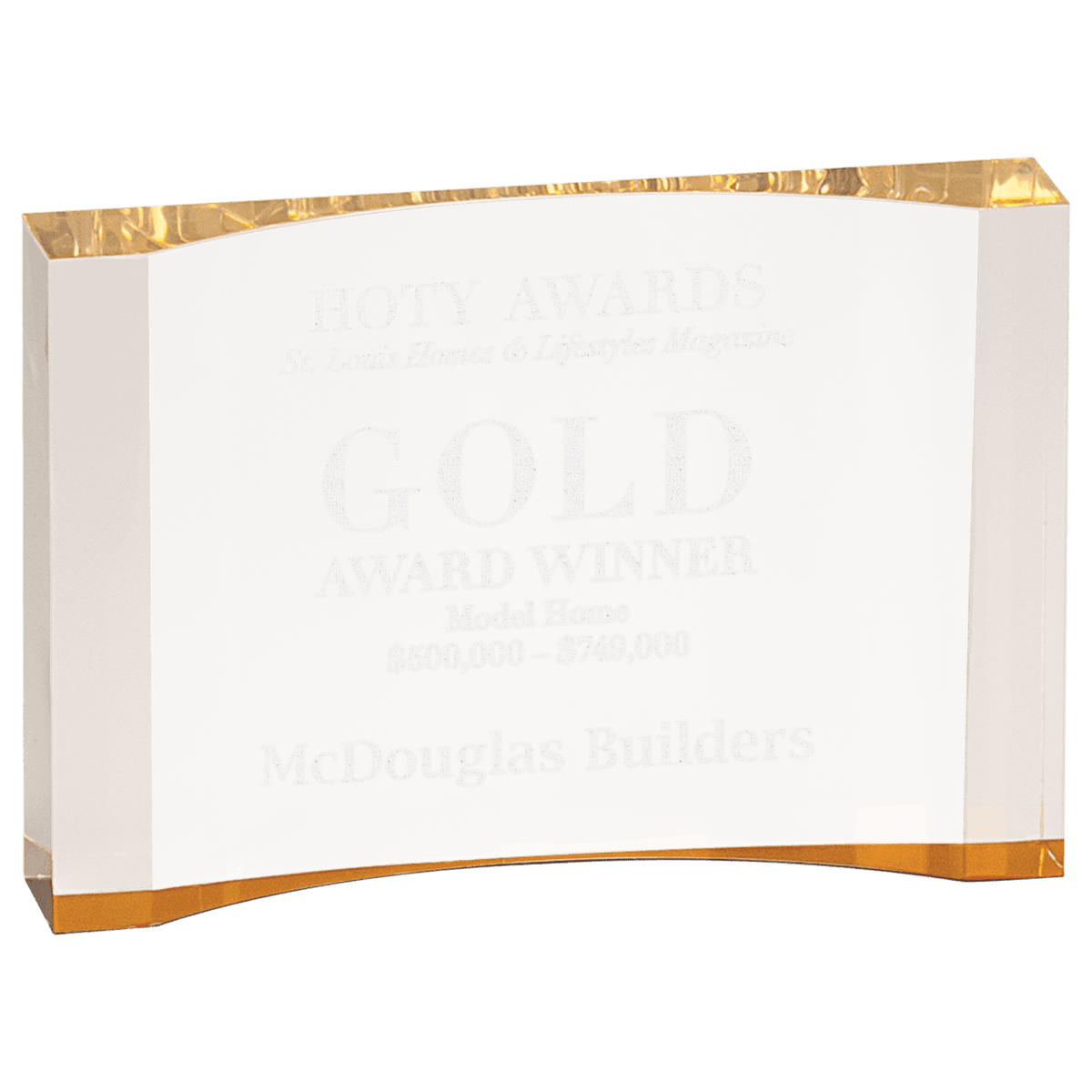 1" Thick Acrylic Crescent Award